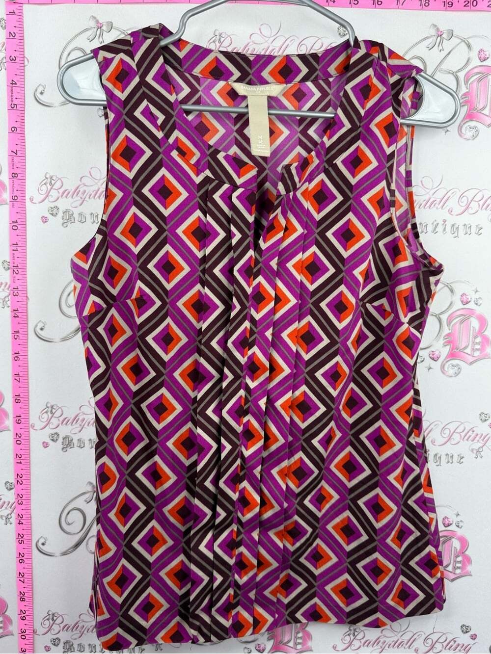 Banana Republic Sleeveless Geometric Print Camisole - Purple, Orange, Brown